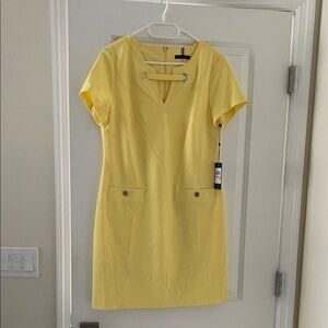 NEW Tommy Hilfiger Yellow Short Sleeve Sheath Dress with Grommet Detail